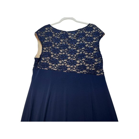 Connected Apparel Womens Lace & Draped Maxi Evening Dress 18W Navy Blue - Picture 14 of 16
